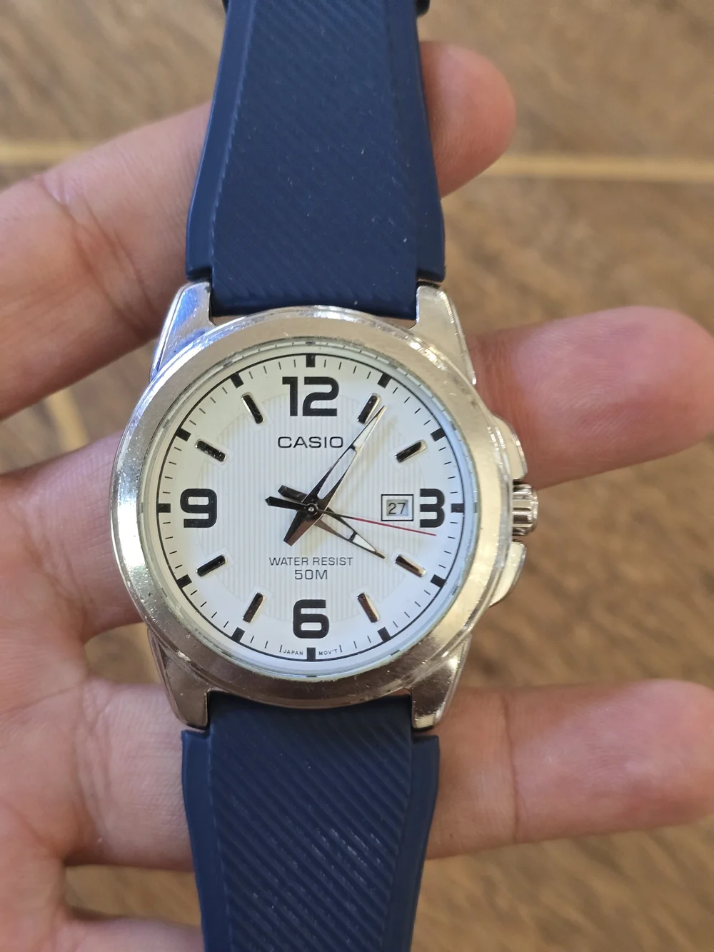 Casio Men’s Blue Strap Analog Watch - White Dial